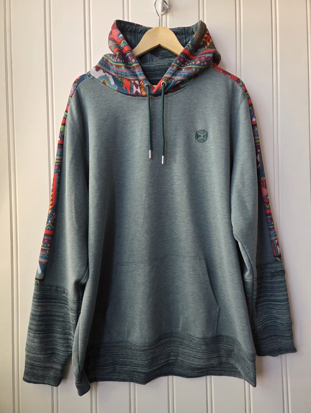 Hooey Canyon Teal Multocolor Pullover Hoodie Aztec Womens XXL